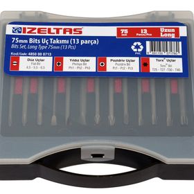 İzeltaş 75 mm 13'lü Uzun Bits Takım