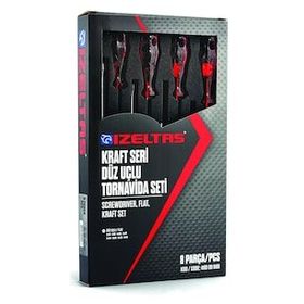 İzeltaş 8 Adet Kraft Düz Uçlu Tornavida Takımı
