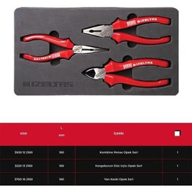 İzeltaş Opak Seri 160 mm Kargaburun Kombine Pense ve Yan Keski 3 Parça Pense Seti