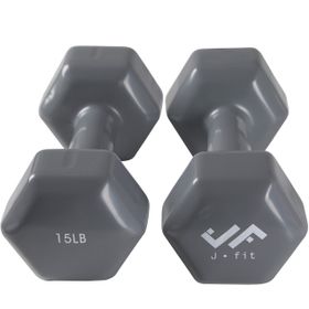 J-Fit 3,6 kg Gümüş Vinil Kısa Dambıl Set