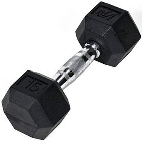 J-Fit 6,8 kg Siyah Tek Kauçuk Altıgen Dambıl