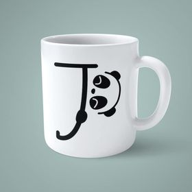 J Harfi Panda Alfabe Baskılı Kupa