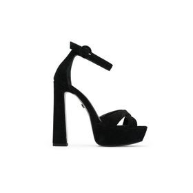 Jabotter Cross Siyah Süet 14 cm Platform Topuklu Ayakkabı