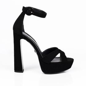 Jabotter Cross Siyah Süet 14 cm Platform Topuklu Ayakkabı