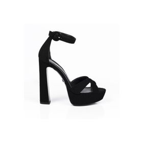 Jabotter Cross Siyah Süet 14 cm Platform Topuklu Ayakkabı
