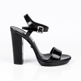 Jabotter Daff Siyah Deri 13 cm Platform Topuklu Ayakkabı