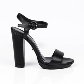 Jabotter Daff Siyah Deri 13 cm Platform Topuklu Ayakkabı
