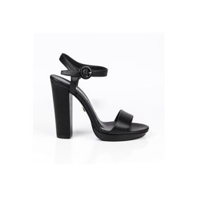 Jabotter Daff Siyah Deri 13 cm Platform Topuklu Ayakkabı