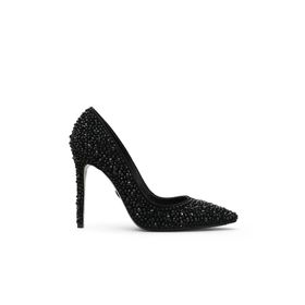 Jabotter Delbin Süet 10 cm Siyah Taşlı Stiletto Ayakkabı