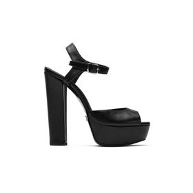 Jabotter Nifty 14 cm Siyah Deri Platform Topuklu Ayakkabı
