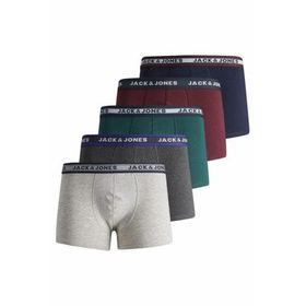 Jack & Jones 12165348 Liver Dark Grey Melange Açık Gri - Lacivert - Koyu Gri - Bordo - Yeşil 5'li Erkek Boxer