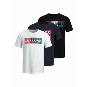 Jack & Jones 12191762 Klasik Logo Baskılı Lacivert 3'lü Erkek T-shirt