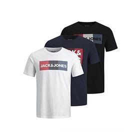Jack & Jones 12191762 Klasik Logo Baskılı Lacivert 3'lü Erkek T-shirt