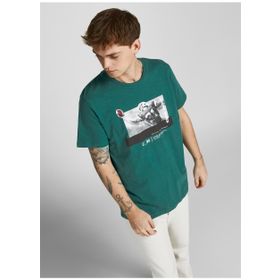 Jack & Jones 12206628 Jconate Ss Tee Crew Neck O Yaka Regular Fit Baskılı Mavi Erkek T-shirt