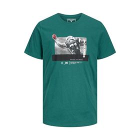 Jack & Jones 12206628 Jconate Ss Tee Crew Neck O Yaka Regular Fit Baskılı Mavi Erkek T-shirt