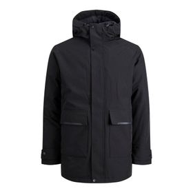 Jack & Jones 12211896 Kapüşonlu Siyah Erkek Kaban