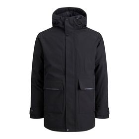 Jack & Jones 12211896 Kapüşonlu Siyah Erkek Kaban