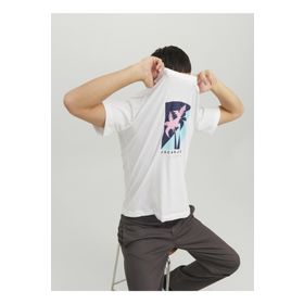 Jack & Jones 12234214_JORTULUM LOGO TEE SS CREW Bisiklet Yaka Baskılı Beyaz Erkek T-shirt