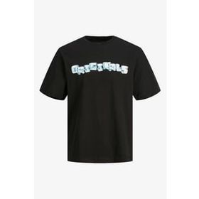 Jack & Jones 12235260-Black Jorwave3d Tee Ss Crew Neck Erkek Siyah T-shirt