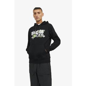 Jack & Jones 12240214-Black Jcodust Sweat Hood Sn Erkek Siyah Sweatshirt