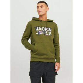 Jack & Jones 12240214-Olive Jcodust Sweat Hood Sn Erkek Haki Sweatshirt