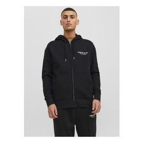 Jack & Jones 12241691_JORVESTERBRO SWEAT ZIP HOO Kapüşon Yaka Siyah Erkek Sweatshirt