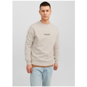 Jack & Jones 12241694_JORVESTERBRO SWEAT CREW NE Bisiklet Yaka Krem Erkek Sweatshirt