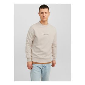 Jack & Jones 12241694_JORVESTERBRO SWEAT CREW NE Bisiklet Yaka Krem Erkek Sweatshirt