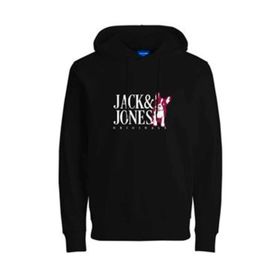 Jack & Jones 12244219-Black Jorbeware Sweat Hood Fst Erkek Siyah Sweatshirt