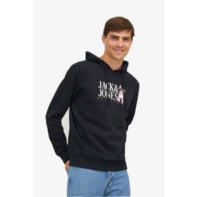 Jack & Jones 12244219-Black Jorbeware Sweat Hood Fst Erkek Siyah Sweatshirt