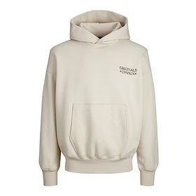 Jack & Jones 12244773 Jorgracia Graphic Sweat Hood LN Kırık Beyaz Erkek Sweatshirt