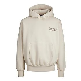 Jack & Jones 12244773 Jorgracia Graphic Sweat Hood LN Kırık Beyaz Erkek Sweatshirt