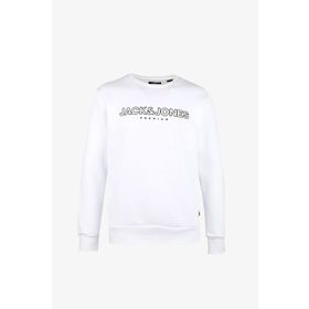Jack & Jones 12245593-White Jprblajason Branding Sweat Crew Neck Erkek Beyaz Sweatshirt