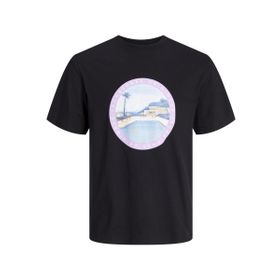 Jack & Jones 12253679 O Yaka Baskılı Kısa Kollu Siyah Erkek T-shirt