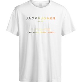 Jack & Jones 12256771 Beyaz Yazılı Bisiklet Yaka Erkek T-shirt