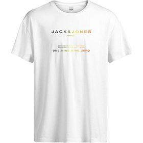Jack & Jones 12256771 Beyaz Yazılı Bisiklet Yaka Erkek T-shirt