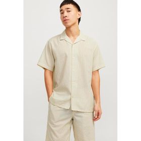 Jack & Jones 12256772 Gömlek Yaka Rahat Kesim Kısa Kollu Bej Erkek Gömlek