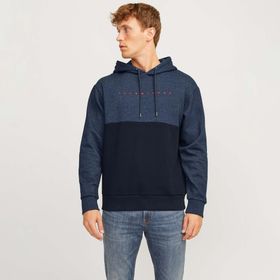Jack & Jones 12256824-NB Lacivert Star Blocked Erkek Sweatshirt