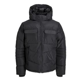 Jack & Jones 12256858 Jjbuıld Puffer Kapüşonlu Siyah Erkek Mont