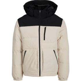 Jack & Jones 12258416 Jjeotto Puffer Siyah Bej Kapüşonlu Mont