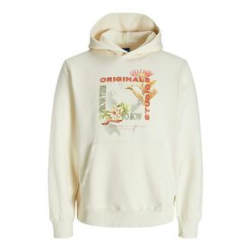 Jack & Jones 12276599-ANW Lucca Graphic Ekru Erkek Kapüşonlu Sweatshirt