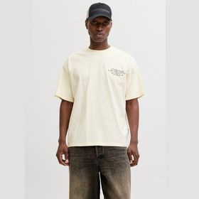 Jack & Jones 12292982-STCN Dust Script Erkek Krem Tişört