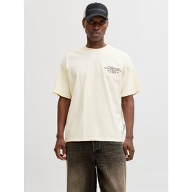 Jack & Jones 12292982-STCN Dust Script Erkek Krem Tişört