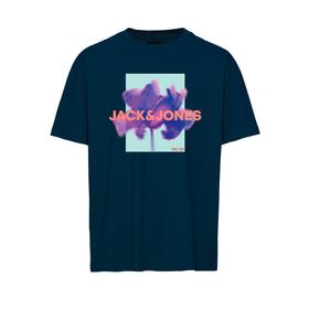 Jack & Jones Jcoflorals Tee Ss Crew Neck Fst Mavi Ensign Blue Erkek T-shirt