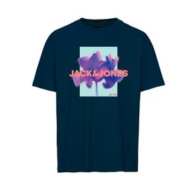 Jack & Jones Jcoflorals Tee Ss Crew Neck Fst Mavi Ensign Blue Erkek T-shirt