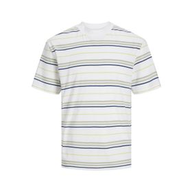Jack & Jones Jcolotus Stripe Tee Ss Beyaz Çizgiler Çöl Mavi Misket Limonu Bisiklet Yaka Erkek T-shirt