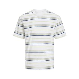 Jack & Jones Jcolotus Stripe Tee Ss Beyaz Çizgiler Çöl Mavi Misket Limonu Bisiklet Yaka Erkek T-shirt