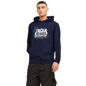Jack & Jones Jcomap Logo Sweat Hood SN Lacivert Erkek Sweatshirt