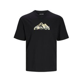 Jack & Jones Jcomountain Logo Tee Ss Siyah Bisiklet Yaka Erkek T-shirt