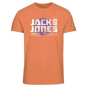 JACK & JONES Jcophoto Tee SS FST Tangerine Bisiklet Yaka Erkek T-shirt